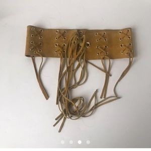 Vintage Leather Tassel Wide band belt